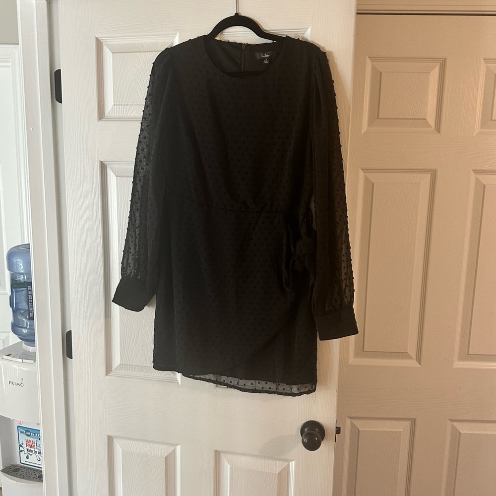 Elegant Black Sheer Sleeve Dress
